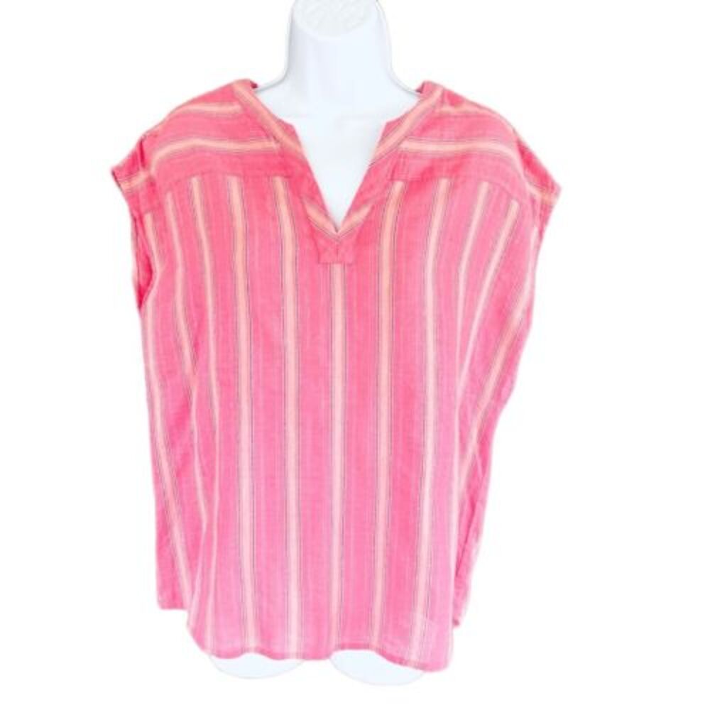 Tommy Hilfiger Oversized Pink Orange Stripe Blouse Top — SZ S (may fit‎ L)! NWOT